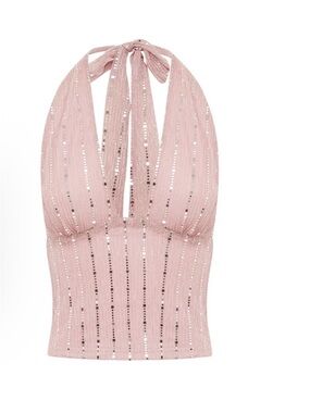 RUNAWAY THE LABEL
NERISSA V-NECK HALTER TOP - light pink size small